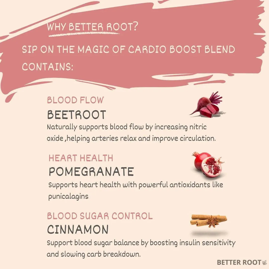 CARDIO BOOST BLEND with beetroot, pomegranate, cinnamon benefits